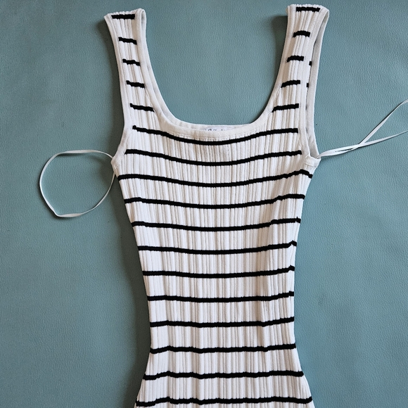 Miou Muse Ribbed Knit Sleeveless Fit And Flare Nautical Dress - Picture 3 of 9
